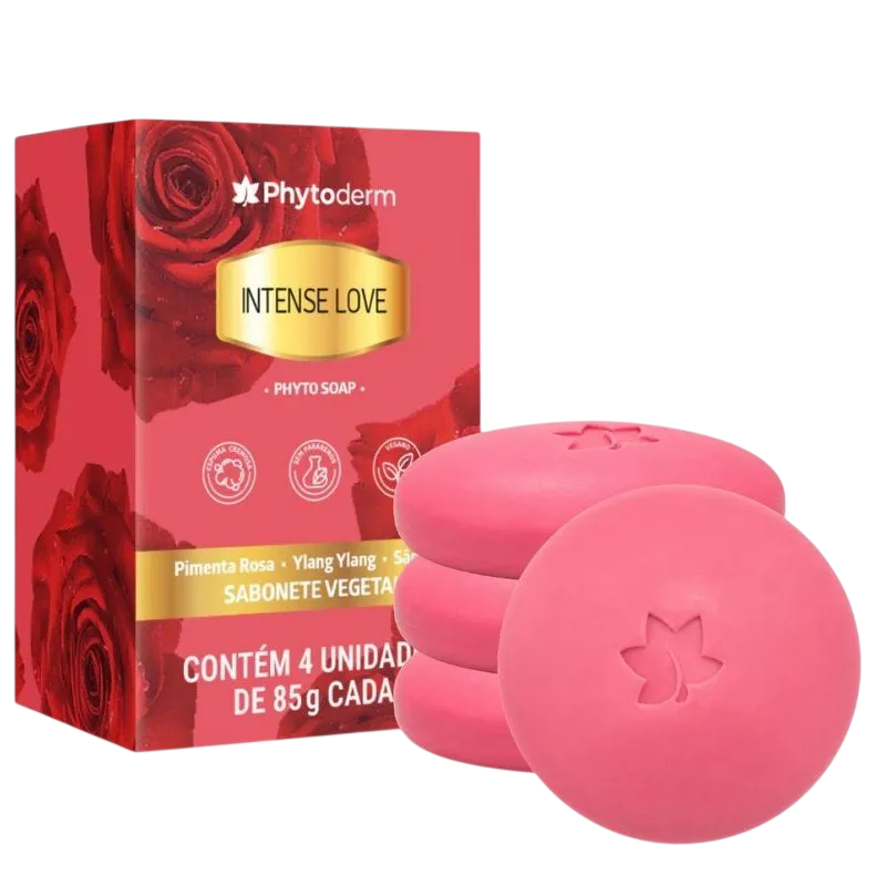 Kit Sabonete em Barra Phytoderm Soap Intense Love 85g com 04 Unidades