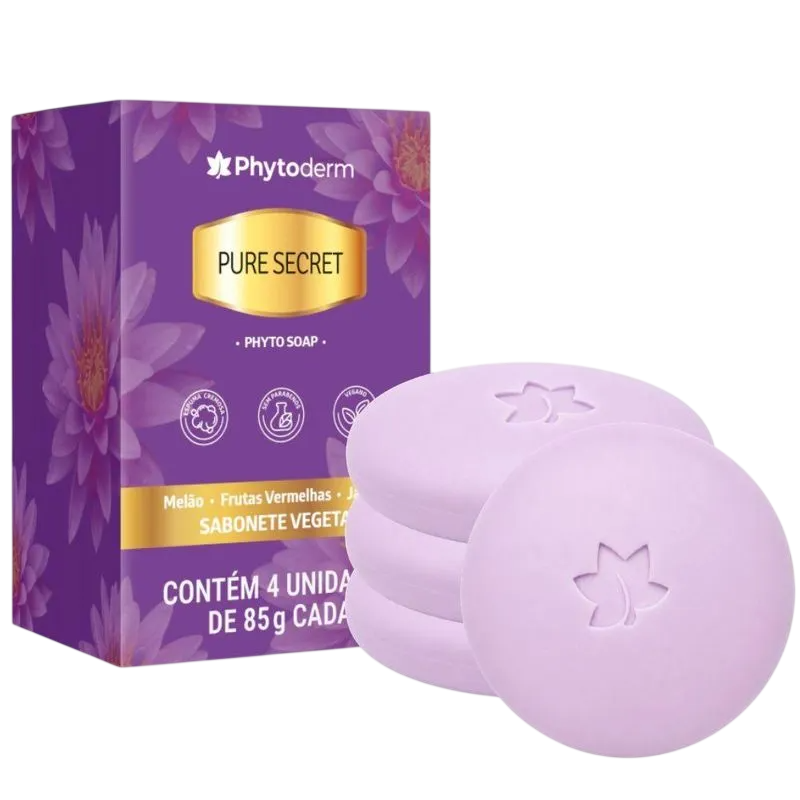 Kit Sabonete em Barra Phytoderm Soap Pure Secret 85g com 04 Unidades