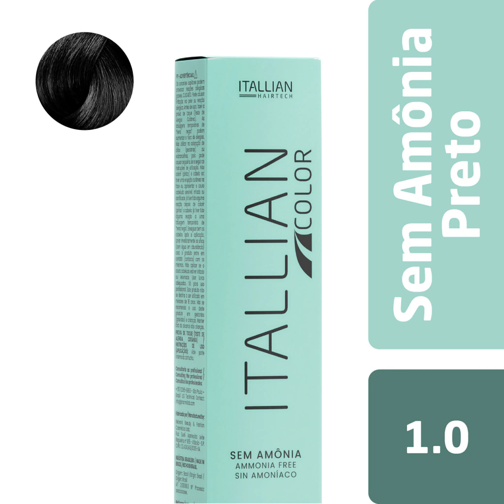 Coloração Itallian Color Sem Amônia 1.0 Preto