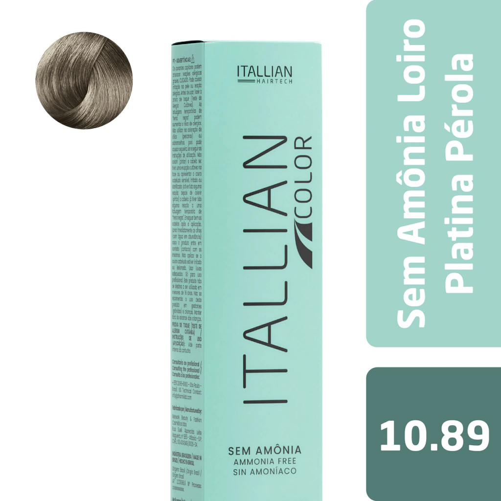 Coloração Itallian Color Sem Amônia 10.89 Loiro Platina Perola