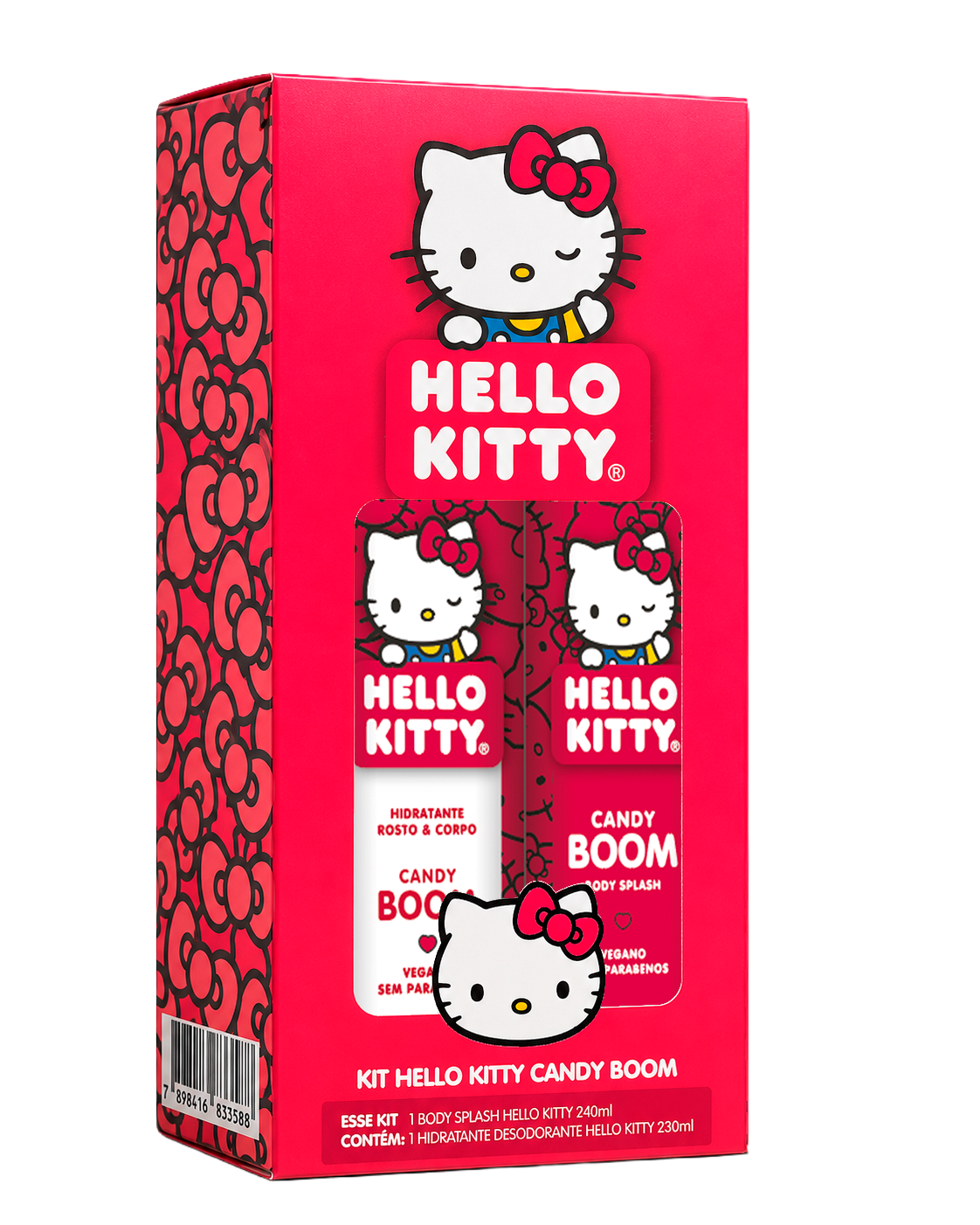 Kit Body Splash 240ml + Hidratante 230ml Cia da Natureza Hello Kitty Candy Boom