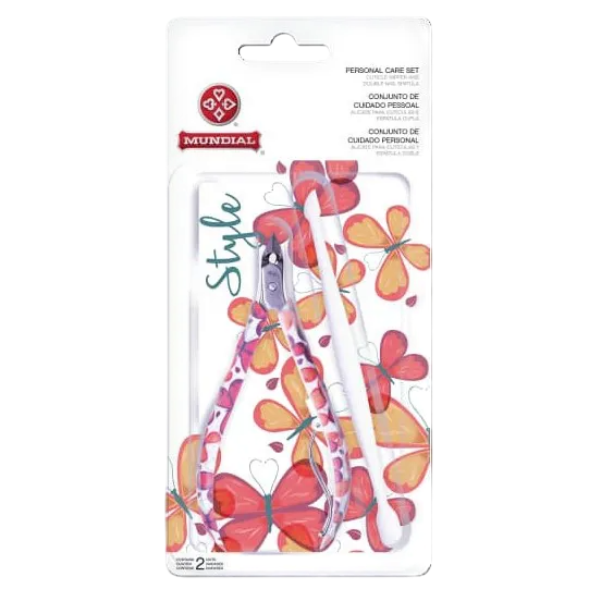 Alicate Cuticulas + Espatula Dupla Mundial Conjunto Borboleta
