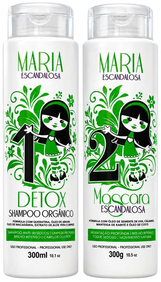 Kit Shampoo 300ml + Máscara 300g Maria Escandalosa Orgânico.