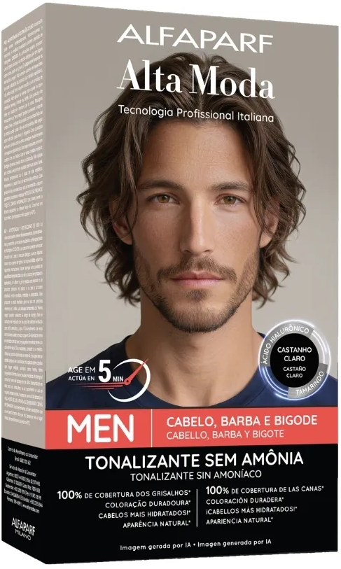 Tonalizante Alta Moda Men Alfaparf Castanho Claro 60g.