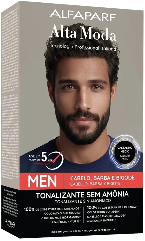 Tonalizante Alta Moda Men Alfaparf Castanho Medio 60g.