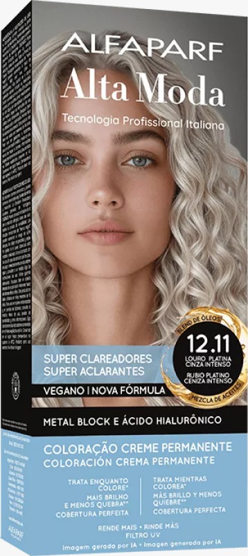 Coloração Alta Moda 12.11 Louro Platina Cinza Intenso 150g