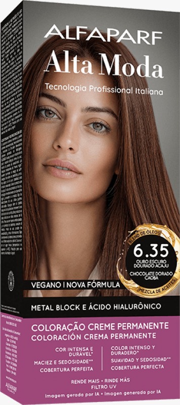COLORAÇÃO ALFAPARF ALTA MODA 6.35 LOURO ESCURO DOURADO ACAJU 150G