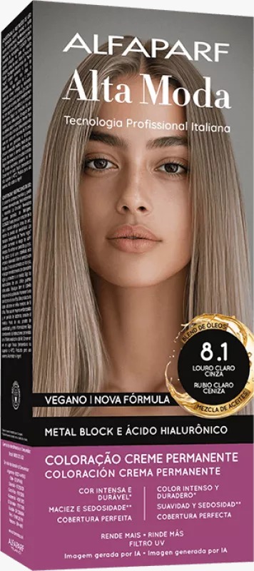 COLORAÇÃO ALFAPARF ALTA MODA 8.1 LOURO CLARO CINZA 150G