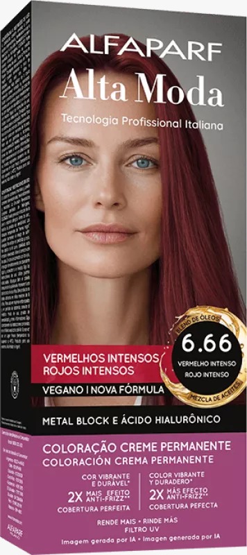 COLORAÇÃO ALFAPARF ALTA MODA 6.66 LOURO ESCURO VERMELHO INTENSO 150G