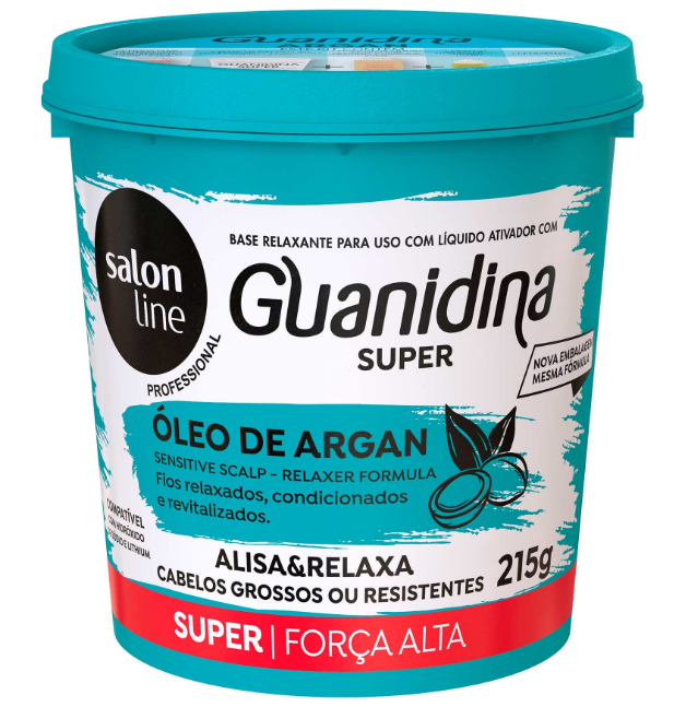 GUANIDINA SALON LINE ÓLEO DE ARGAN SUPER ALISA E RELAXA  215G