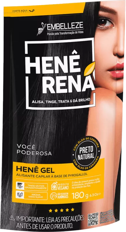 RENA HENE GEL PRETO NATURAL 180G EMBELLEZE