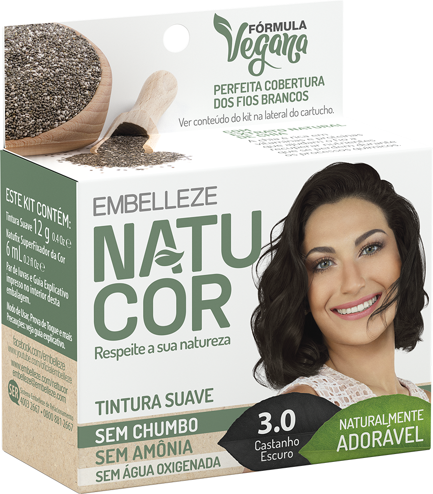 TINTURA NATUCOR CASTANHO ESCURO 3.0 EMBELLEZE