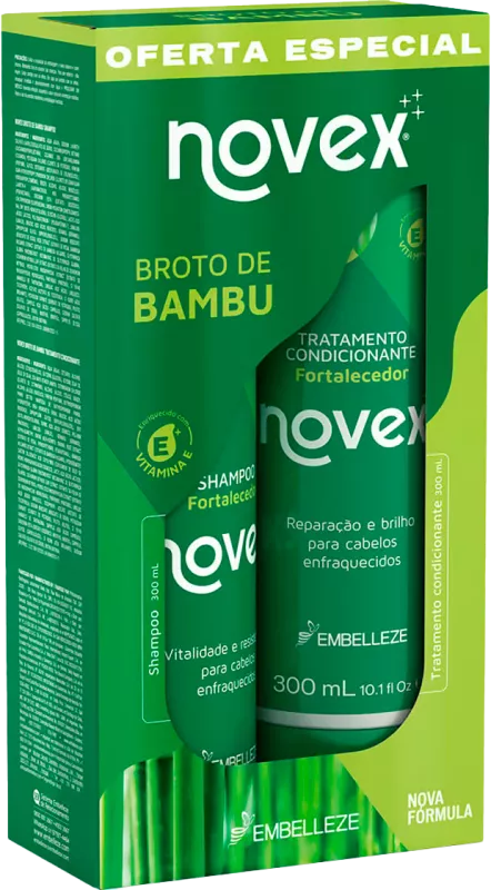 KIT SHAMPOO+CONDICIONADOR NOVEX BROTO BAMBU 300ML EMBELLEZE
