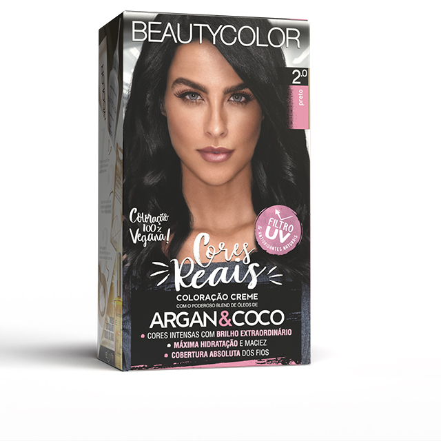 COLORAÇAO CREME PERMANANTE KIT BEAUTYCOLORAÇAOOR 2.0 PRETO