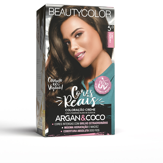 COLORAÇAO CREME PERMANANTE KIT BEAUTYCOLORAÇAOOR 5.0 CASTANHO CLARO