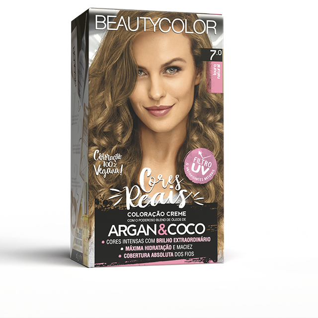 COLORAÇAO CREME PERMANANTE KIT BEAUTYCOLORAÇAOOR 7.0 LOURO NATURAL