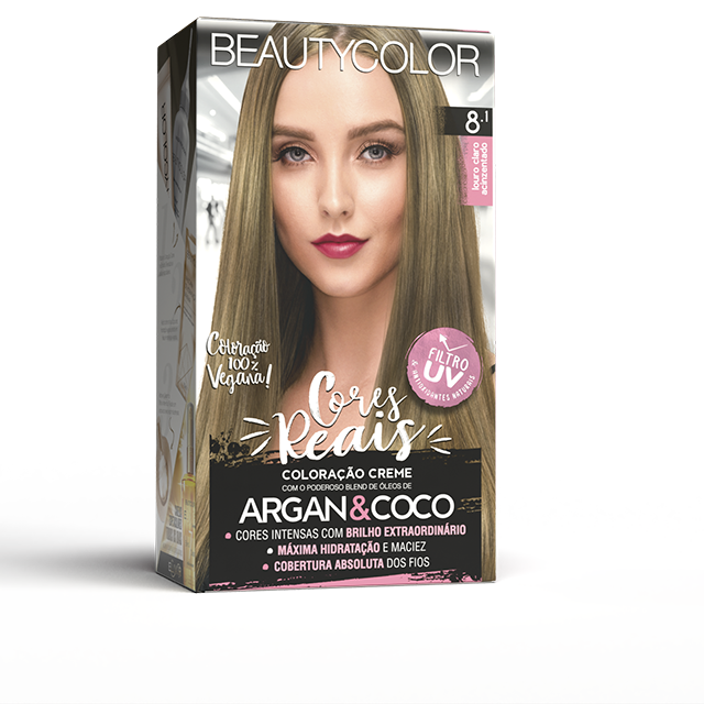 COLORAÇAO CREME PERMANANTE KIT BEAUTYCOLORAÇAOOR 8.1 LOURO CL ACINZENTADO