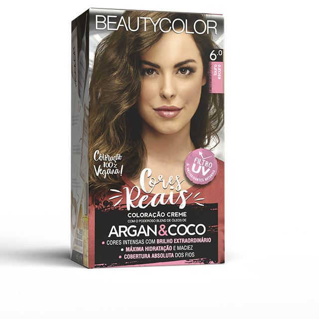 COLORAÇAO CREME PERMANANTE KIT BEAUTYCOLORAÇAOOR 6.0 LOURO ESCURO