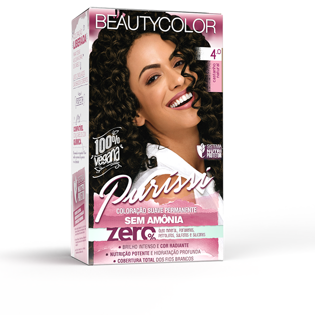 Coloração Beauty Color Puríssi sem Amonia 4.0 Castanho Natural