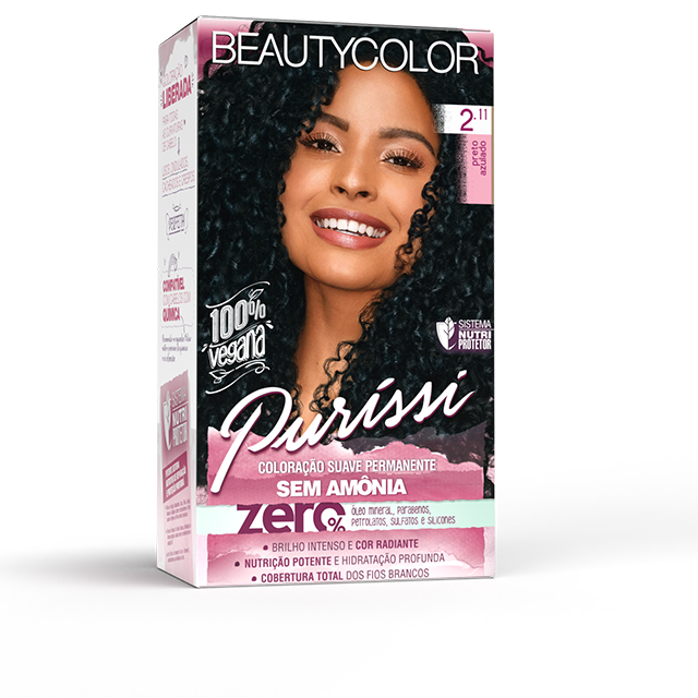 Coloração Beauty Color Puríssi sem Amonia 2.11 Preto Azulado