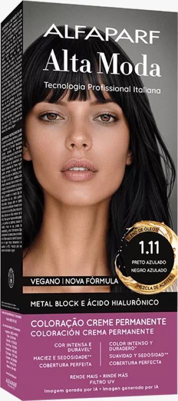 COLORAÇÃO ALFAPARF ALTA MODA 1.11 PRETO AZULADO 150G