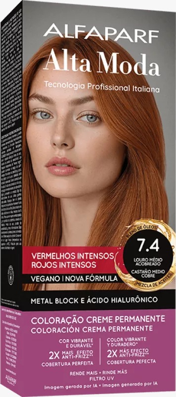 COLORAÇÃO ALFAPARF ALTA MODA 7.4 LOURO MÉDIO ACOBREADO 150G